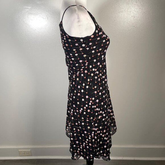 Le Pink Black Pink Polka Dots Asymmetrical Strap Neck Sleeveless Dress 10 NWT - Picture 11 of 12
